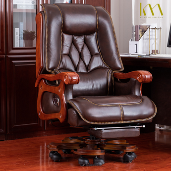 top-layer cowhide Massage office chair, high-end business ergonomic chair