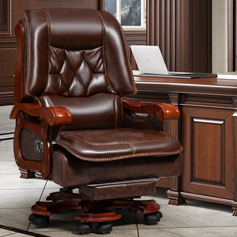 Luxury massage office chair, first layer cowhide, latex cushion