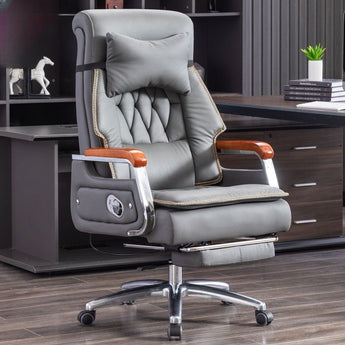 Electric massage office chair, ergonomic, cowhide material